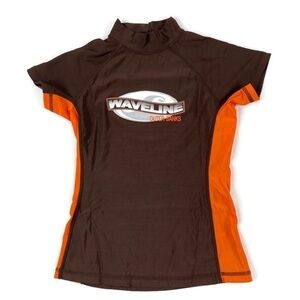 Sunspecs Boys Swim Shirt Brown Orange Large